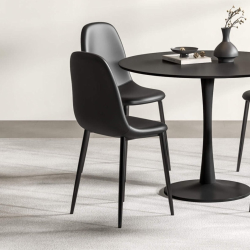 Aykah Sera Black Dining Chair Set of 4, Faux Leather Dining Chairs for Kitchen, Dining Room, Bedroom, Pre Assembled Side Chairs