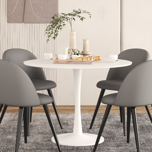 Aykah Mid century Modern Dining table 39.5 featuring White