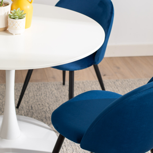 Aykah 39.5 inch Round Dining Table for 4 - White Top Round Table - Saves Space with Metal Pedestal Base for Dining Room, Kitchen, Living Room