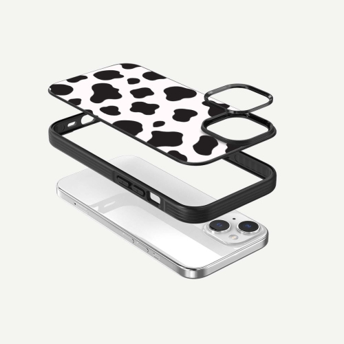 iPhone 15 Case With MagSafe - Black Cow Print