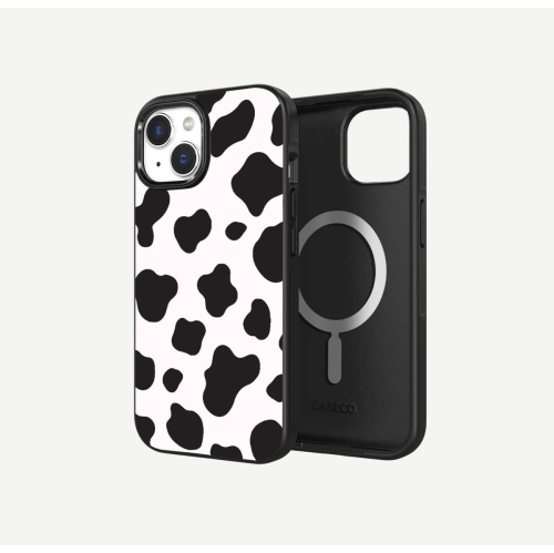 iPhone 15 Case With MagSafe - Black Cow Print