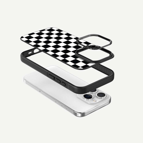 iPhone 15 Pro Case With MagSafe - Black Checkerboard