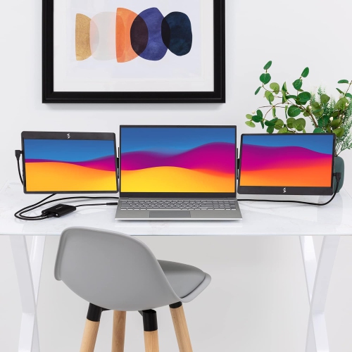 SideTrak Swivel 14" Attachable Portable 1080P Laptop Monitors And USB-C Splitter Hub, Black