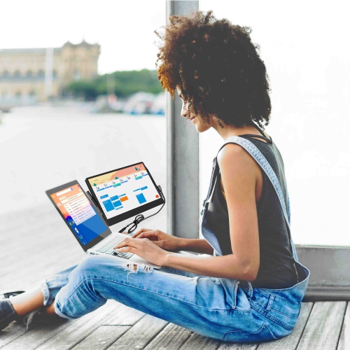 SideTrak Swivel 12.5" Attachable Portable 1080P Laptop Monitor, USB-C Or Mini HDMI, Black