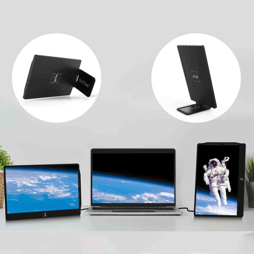 SideTrak Swivel 12.5" Attachable Portable 1080P Laptop Monitor, USB-C Or Mini HDMI, Black