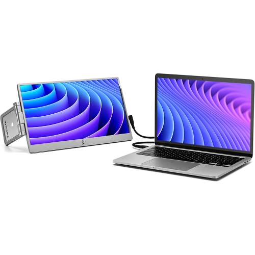 SideTrak Swivel 14" Attachable Portable 1080P Laptop Monitor, USB-C Or Mini HDMI, Silver