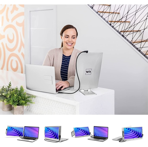 SideTrak Swivel 14" Attachable Portable 1080P Laptop Monitor, USB-C Or Mini HDMI, Silver