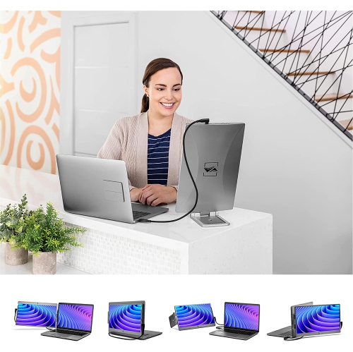 SideTrak Swivel 14" Attachable Portable 1080P Laptop Monitor, USB-C Or Mini HDMI, Dark Silver