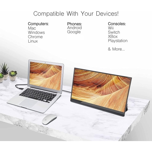 SideTrak Solo 15.8" Freestanding Portable 1080P Monitor, USB Or Mini HDMI, Black