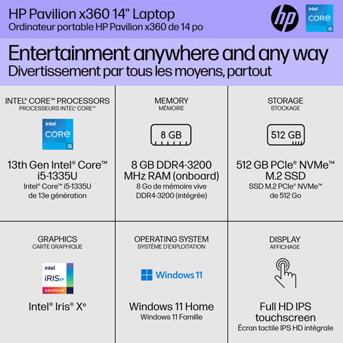 Image 10 of 16.. HP Pavilion x360 14" Touchscreen 2-in-1 Laptop - Silver