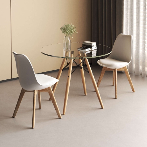 Aykah Luke Modern Chair Set of 4- Dining Chair with Wood Legs - White Dining Room Chair Set of 4 - Easy to Assemble