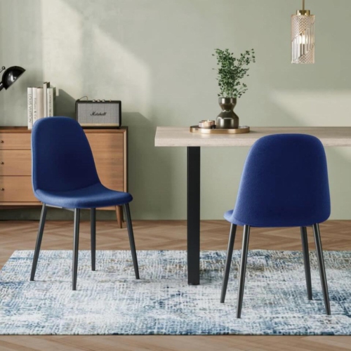 Aykah Mid Century Velvet Dining Chairs, Modern Dining Chairs, Set of 4, Upholstered Dining Chairs, Metal Legs Side Chair, in Blue