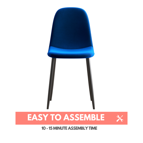 Aykah Mid Century Velvet Dining Chairs, Modern Dining Chairs, Set of 4, Upholstered Dining Chairs, Metal Legs Side Chair, in Blue