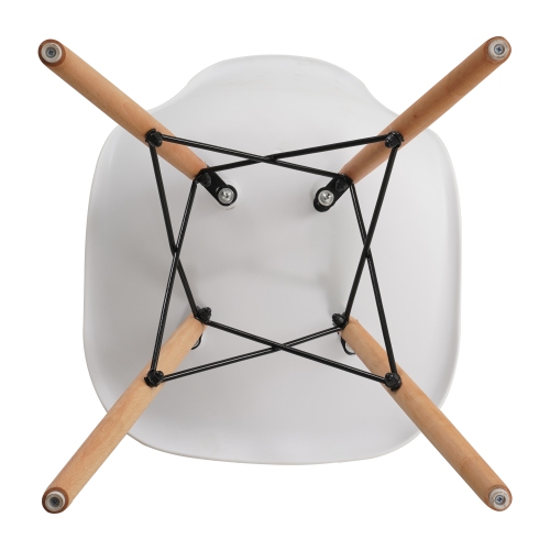 Aykah Modern Chair Set of 4 - Dining chair with wood legs - Dining Chairs of Plastic seat - Kitchen Chair - White Dining room chair - Pre Assembled