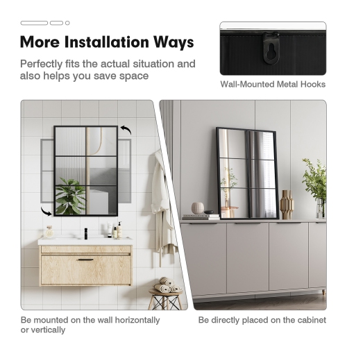 Costway Metal Wall Mirror Large Window Decorative Farmhouse Mirror Square 28" x 40"