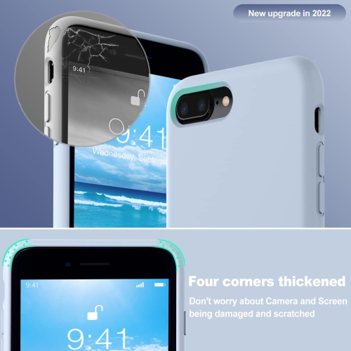 iPhone 8 Plus Case, iPhone 7 Plus Case, Soft Liquid Silicone Slim Rubber Full Body Protective iPhone 8 Plus/7