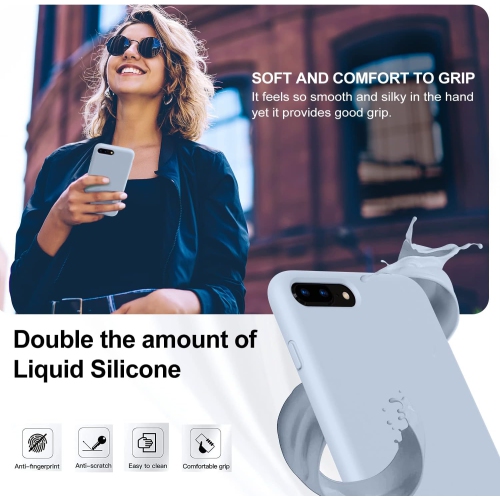 iPhone 8 Plus Case, iPhone 7 Plus Case, Soft Liquid Silicone Slim Rubber Full Body Protective iPhone 8 Plus/7