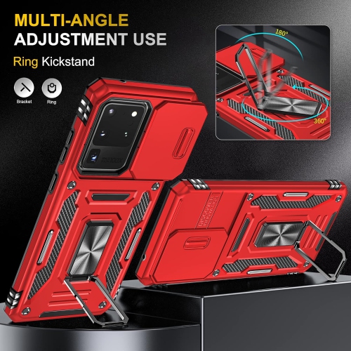 Étui pour Galaxy S20 Ultra, étui protecteur coulissant avec béquille pour anneau rotatif, étui antichoc pour Samsung
