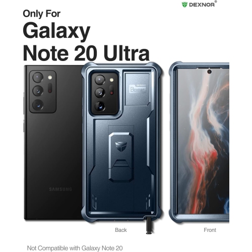 for Samsung Note 20 Ultra Case, [Built in Screen Protector and Kickstand] Heavy Duty Military Grade Protection