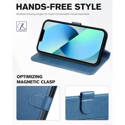 Wallet Case for iPhone 13 6.1-inch 5G, RFID Blocking Card Slot Holder [TPU Interior Protective Case], Magnetic