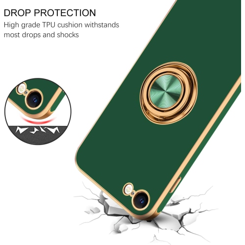 iPhone SE Case 2022/2020, iPhone 8 Case, iPhone 7 Case Ring Holder Edge Plating Soft Silicone TPU Bumper