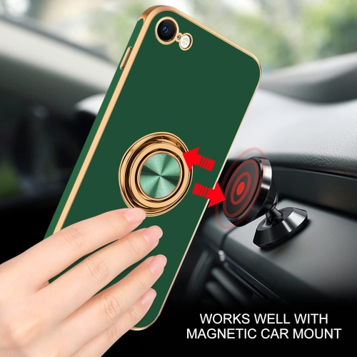 iPhone SE Case 2022/2020, iPhone 8 Case, iPhone 7 Case Ring Holder Edge Plating Soft Silicone TPU Bumper