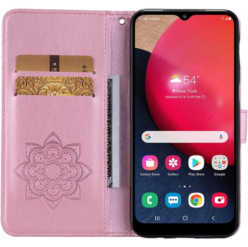 Étui pour téléphone Galaxy A03S de Samsung brillant Étui portefeuille en cuir pu avec dragonne et diamants