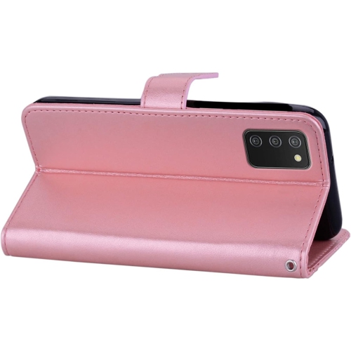 Étui pour téléphone Galaxy A03S de Samsung brillant Étui portefeuille en cuir pu avec dragonne et diamants