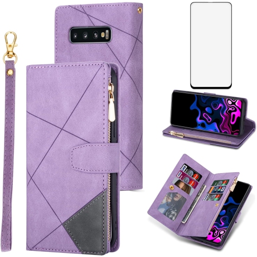 Image 1 de 5.. Étui pour téléphone Galaxy S10e de Samsung avec protecteur d'écran en verre trempé et dragonne en cuir