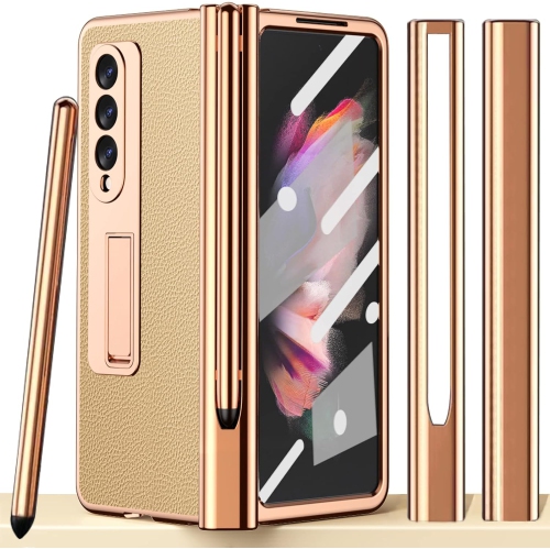 Case for Samsung Galaxy Z Fold 5 5G, with Detachable Magnetic S Pen Holder  and S Pen, Build-in Hidden Kickstand 2 In 1 Protective Phone Case Cover for