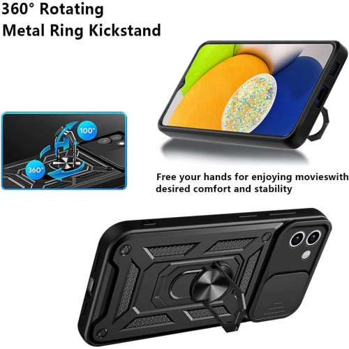 Case for Samsung Galaxy A03 with Slide Camera Cover,Military Grade Heavy Duty Protection Phone Case Cover