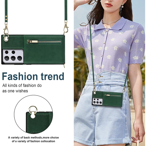 Étui portefeuille à bandoulière amovible pour Galaxy S21 Ultra 5G de Samsung avec porte-carte, rabat en cuir de polyuréthane