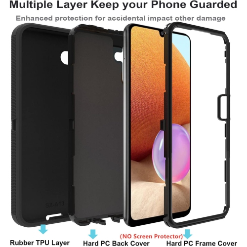 for Samsung A13 5G Case, Defender Case Soft TPU Hard PC Heavy Duty Shockproof 3 Layer Cover for Samsung Galaxy