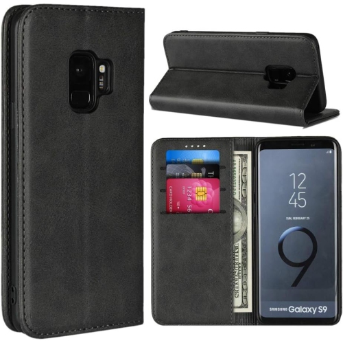 Pour Samsung S9, étui portefeuille magnétique en cuir de vache à motif de livre avec porte-cartes