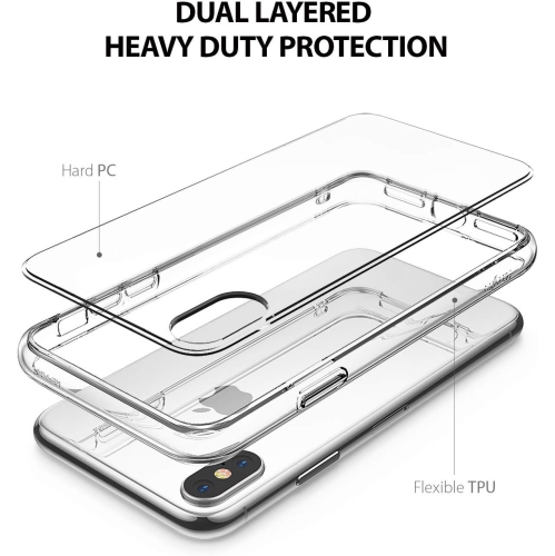 [Fusion] Compatible with iPhone XS Case, iPhone X Case, Clear Transparent PC Back TPU Bumper [Drop Defense]