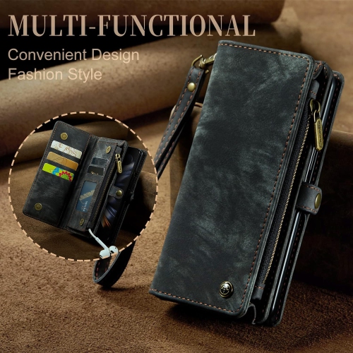 Leather Flip Wallet Case for Samsung Galaxy Z Fold 4 5G,Detachable Back Magnetic Closure 2-in-1 Shockproof Zipper