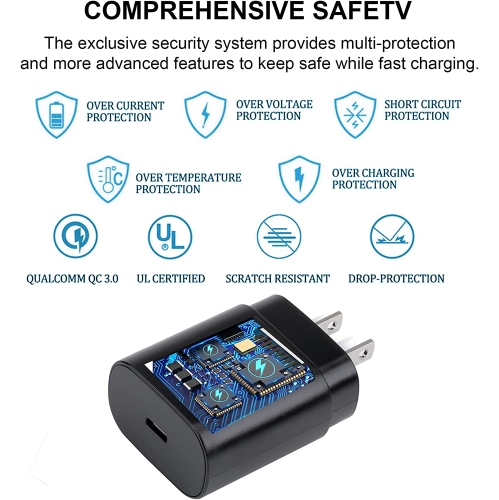 Chargeur mural USB-C à chargement rapide de type C PD de 25 W compatible avec le Galaxy S23 de Samsung