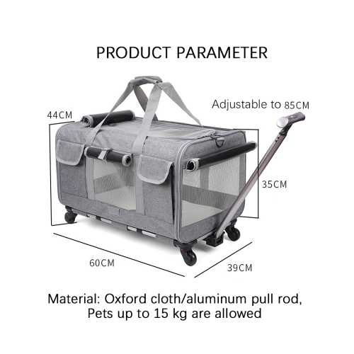 axGear Rolling Pet Carrier Trolley Wheels Dog Cat Traveling Camping