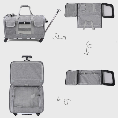 axGear Rolling Pet Carrier Trolley Wheels Dog Cat Traveling Camping