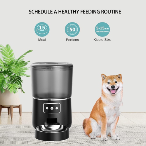 axGear WiFi Pet Feeder Automatic Smart Dog Cat Dry Food Dispenser Feeding Bowl 4L Black