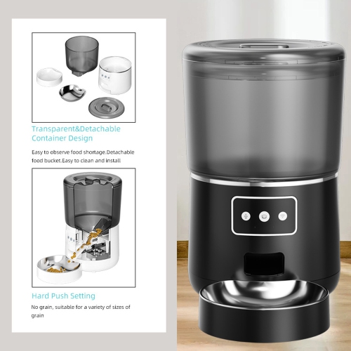 axGear WiFi Pet Feeder Automatic Smart Dog Cat Dry Food Dispenser Feeding Bowl 4L Black