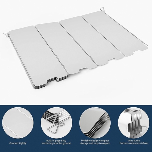 axGear Wind Shield Outdoor Camping Stove Wind Screen Aluminum Foldable 10 Plates