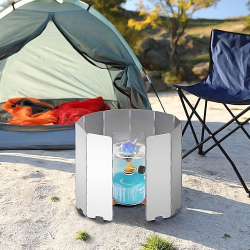 axGear Wind Shield Outdoor Camping Stove Wind Screen Aluminum Foldable 10 Plates