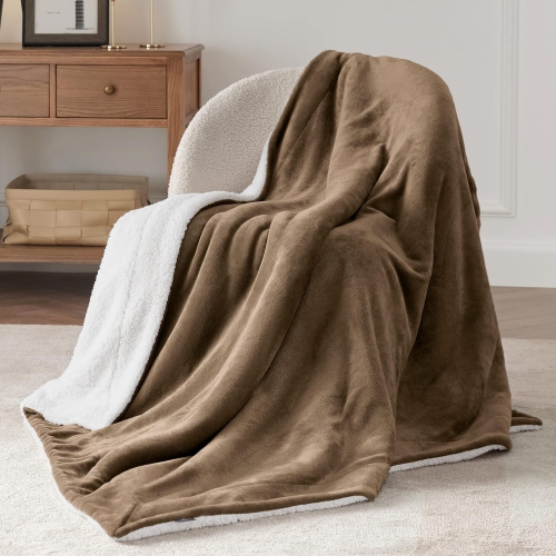 Bedsure Sherpa Fleece Throw Blanket for Couch - Thick and Warm Blankets, Soft and Fuzzy Throw Blanket for Sofa, Camel, 60x80 Inches