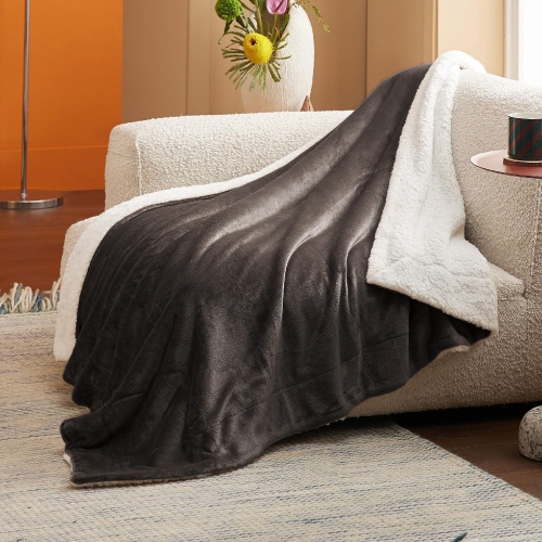 Bedsure Sherpa Fleece Throw Blanket for Couch - Thick and Warm Blankets, Soft and Fuzzy Throw Blanket for Sofa, Brown, 60x80 Inches