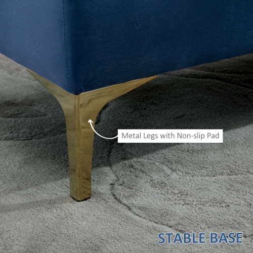 Banc recouvert de velours de HOMCOM, banc de bout de lit, banc à chaussures d'entrée capitonné et pattes en métal pour le salon, la chambre, la salle