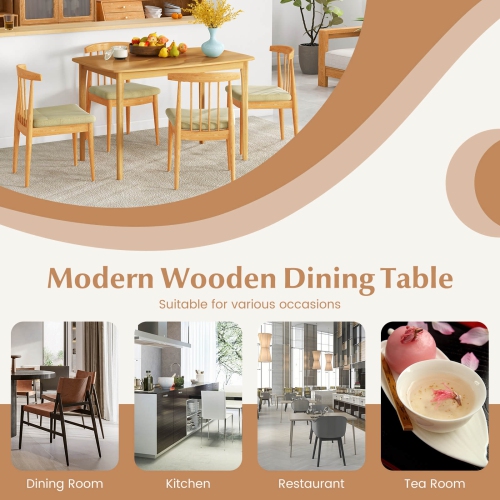 Costway 48" Wooden Dining Table Rectangular Farmhouse Kitchen with Solid Rubber Wood Legs