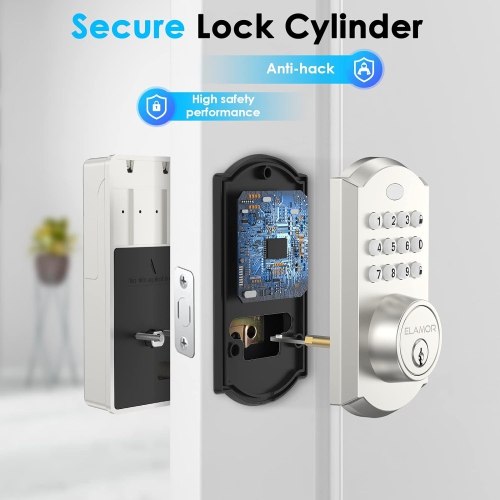 Serrure d'entrée sans clé, serrure intelligente avec contrôle par APPLICATION Bluetooth, serrure à pêne dormant numérique avec pavé numérique facile