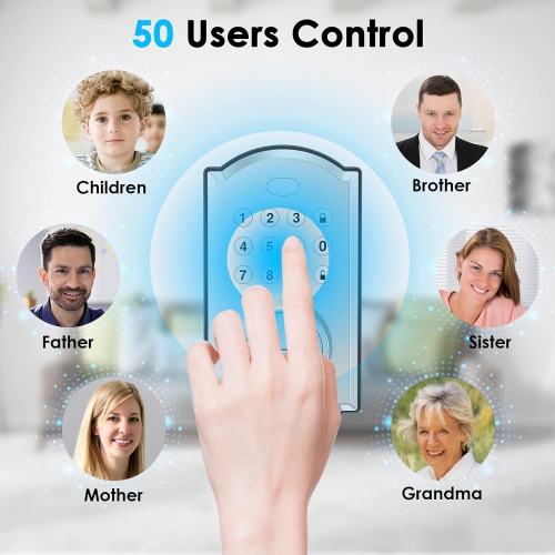 Serrure d'entrée sans clé, serrure intelligente avec contrôle par APPLICATION Bluetooth, serrure à pêne dormant numérique avec pavé numérique facile