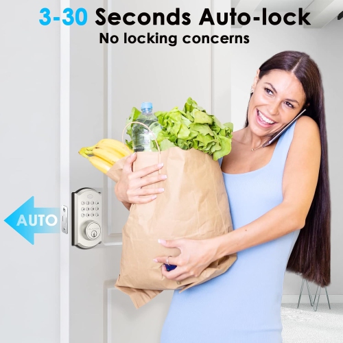 Serrure d'entrée sans clé, serrure intelligente avec contrôle par APPLICATION Bluetooth, serrure à pêne dormant numérique avec pavé numérique facile